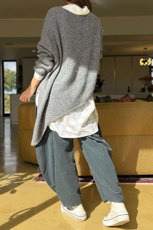 Made in Italy Big Softie Super Slant Knit Top Steel Marl /2 
